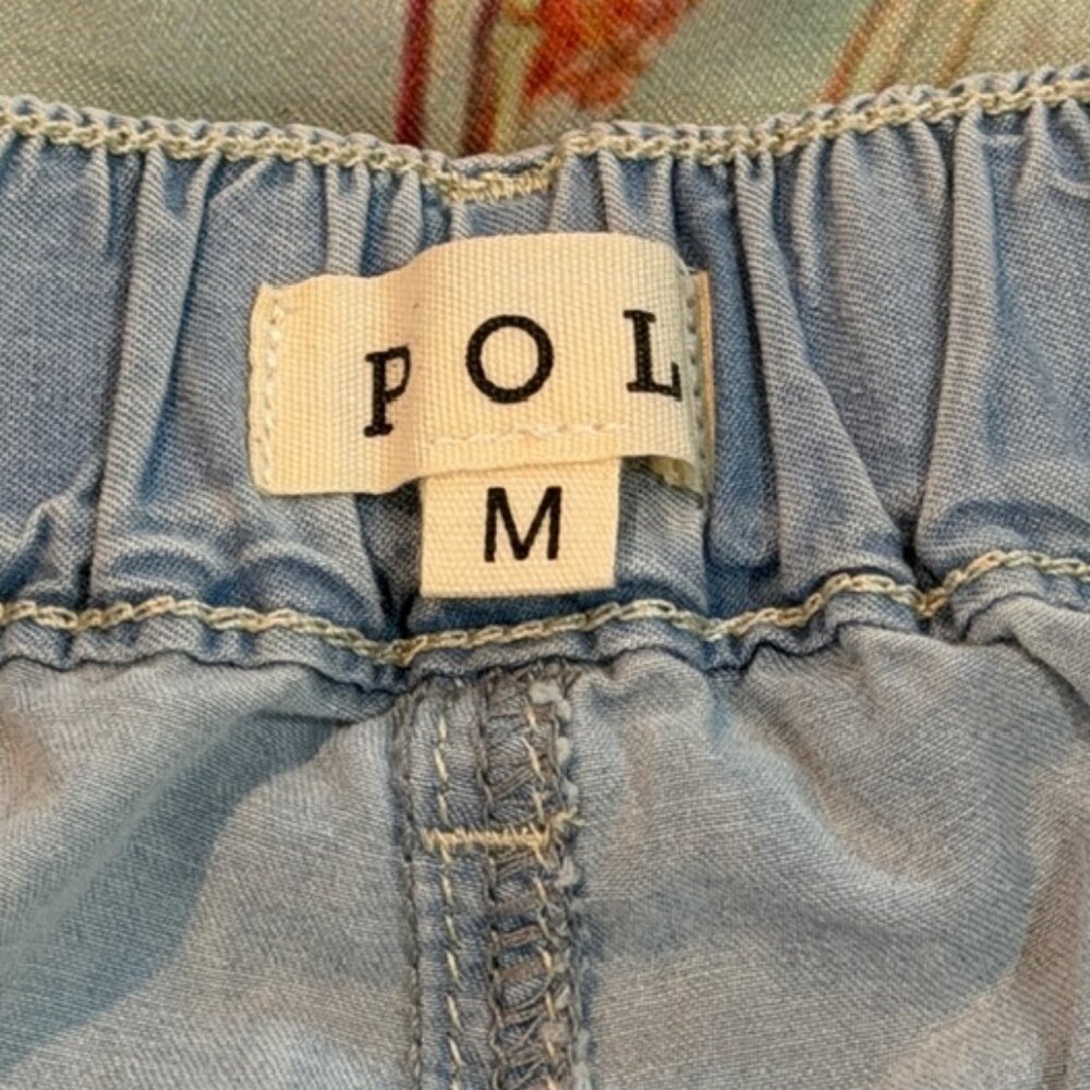 🆕Pol Star Heart Lace Patchwork Blue Denim Wide Leg Pants Size Medium - Picture 10 of 12